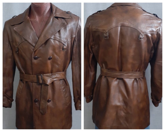AWESOME Men's 70s Leather Flight Jacket - 60s 70s