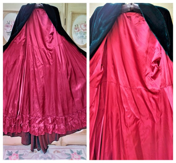 Antique Victorian French Silk Velvet Housecoat Ro… - image 9