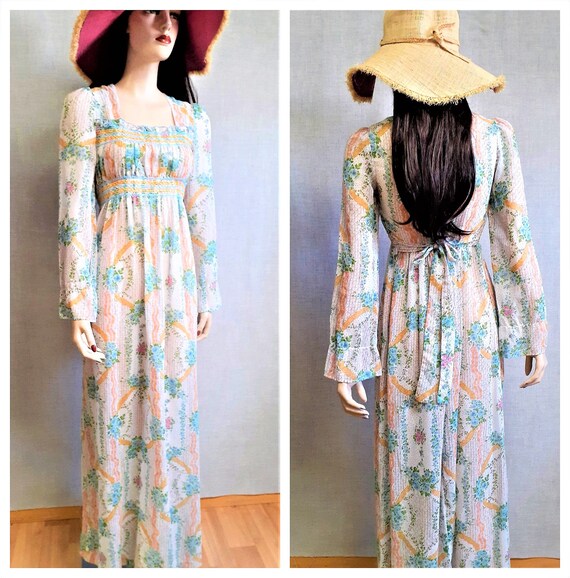 True 60's Hippie Peasant Dress - Boho Summer Sheer