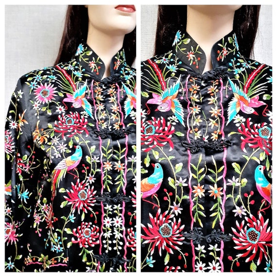 Vintage 40's HAND EMBROIDERED Chinese Cheongsom Ja