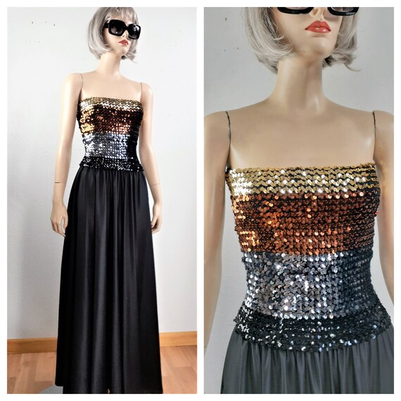 70's Sequin Cocktail Disco Dress - Sequin Disco Ev