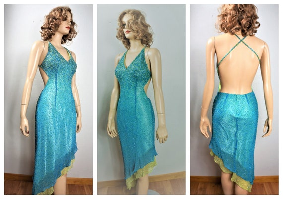 CLEARANCE Backless Beaded Flapper Dress / Heavy B