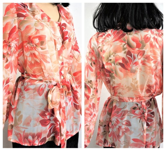 CLEARANCE Beautiful 90s Sheer Chiffon Ruffle Blous