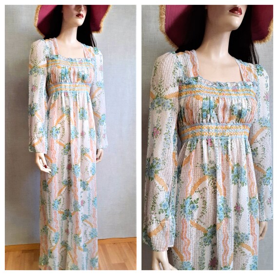 True 60's Hippie Peasant Dress - Boho Summer Sheer