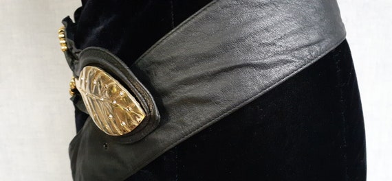 Deadstock Vintage Black Leather Corset Belt - 80'… - image 5