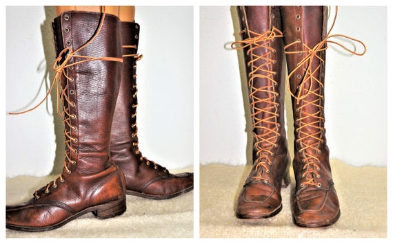 1930's Tall Lace Up Hiking Boots Womens sz 6 - Hip