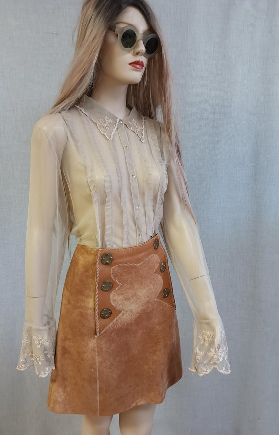 Sale NOW - East West Style 60s Suede Hippie Skirt 