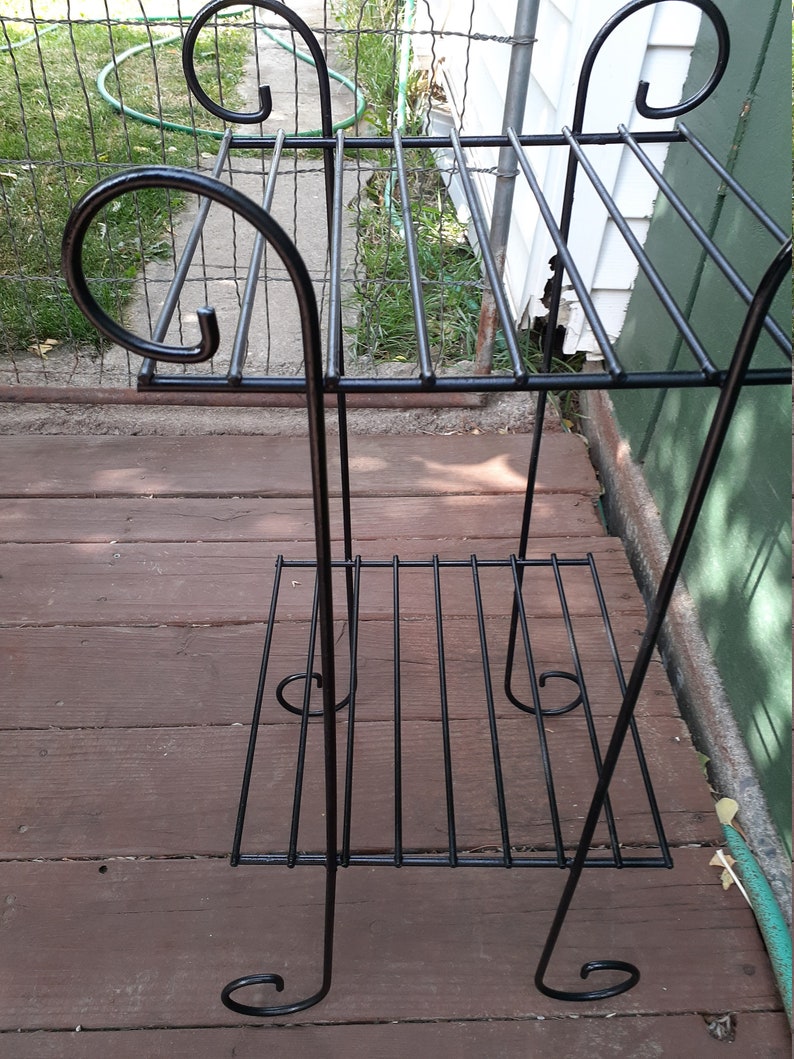 Vintage Wire Metal Plant Stand MCM Black Metal Table Etsy