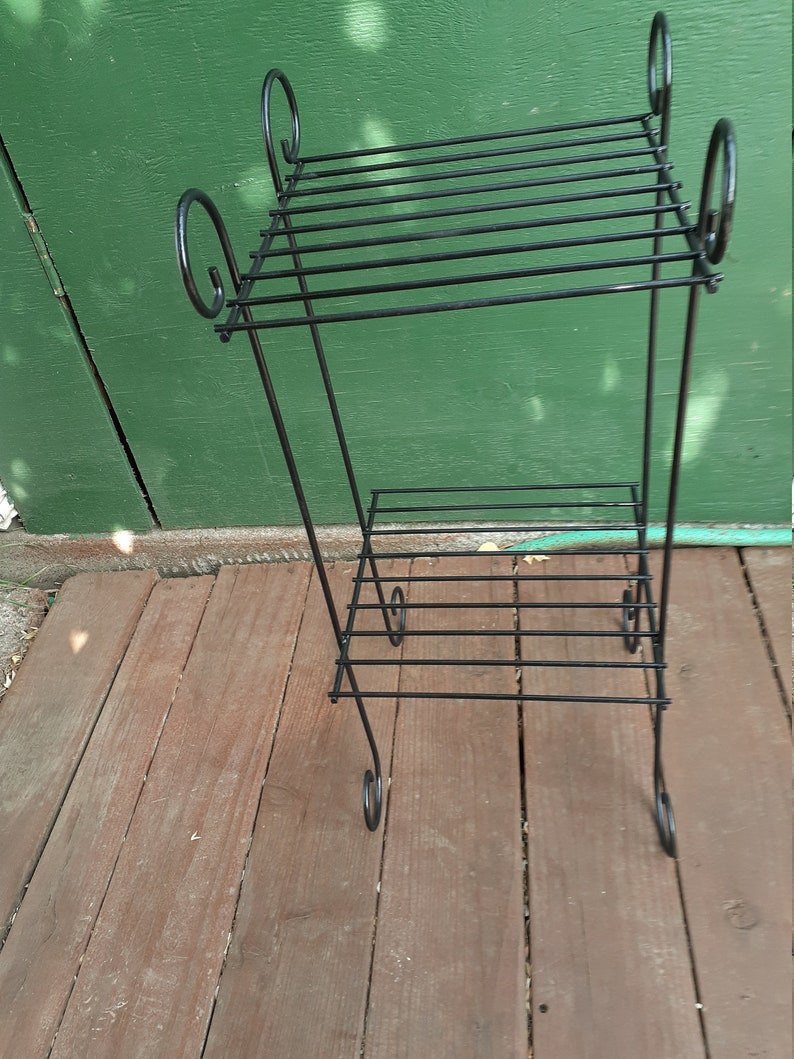 Vintage Wire Metal Plant Stand MCM Black Metal Table Etsy