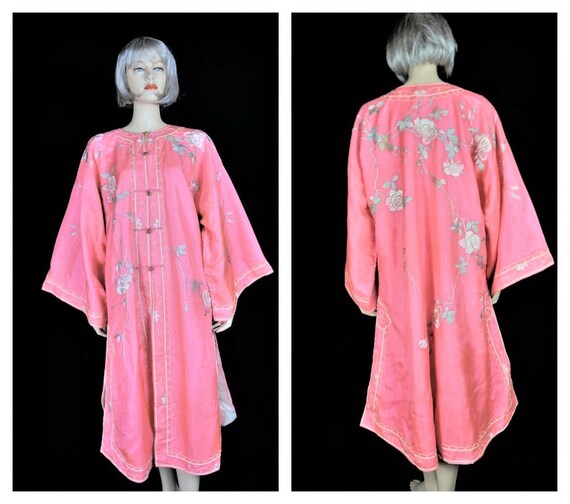 Antique Edwardian French Silk Kimono Robe c: 1904