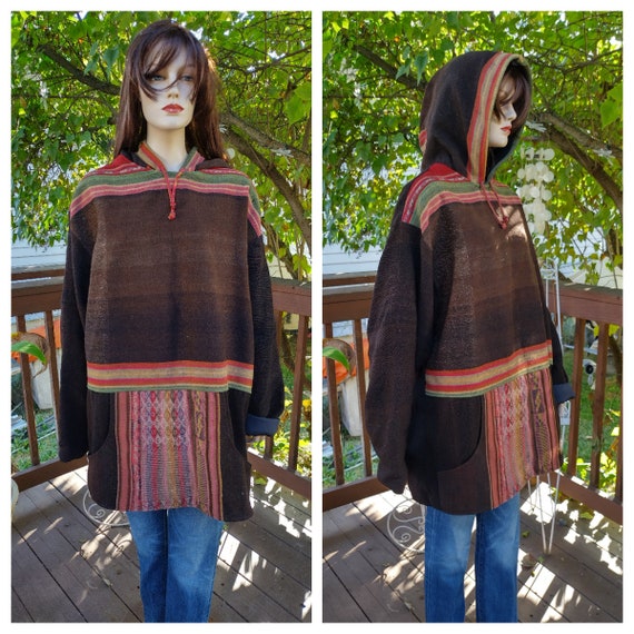 SALE - Vintage 70's Hand Woven Beach Pull Over Ja… - image 1