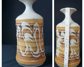 MCM Brutalist Modern California Studio Pottery Large / Robert Maxwell for Design West CA Swirl Drip Glazed Pottery