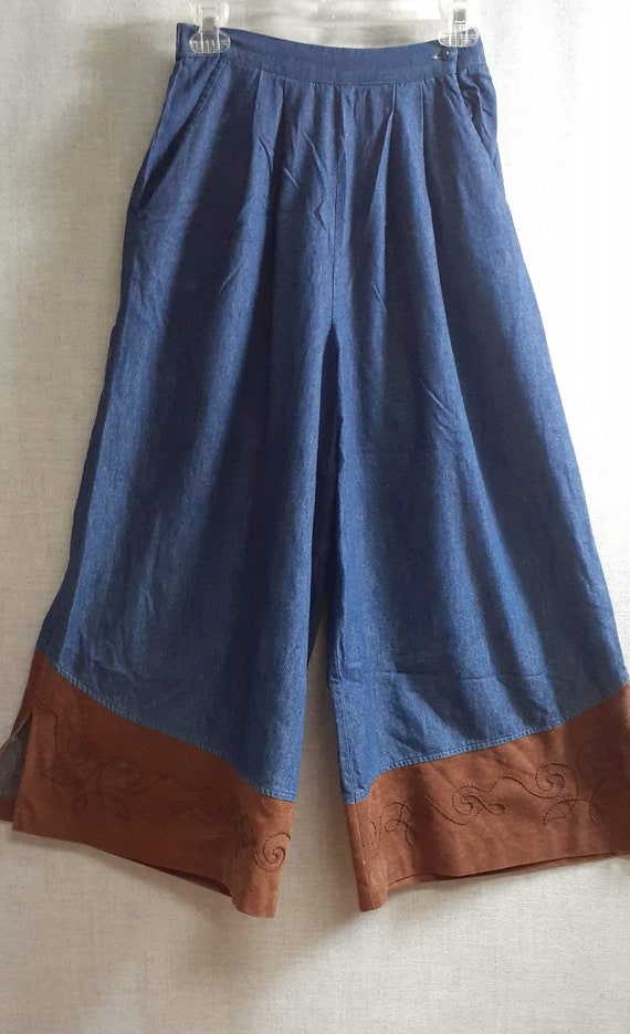 CLEARANCE 70's Denim Suede Wide Leg Pants - 70's D