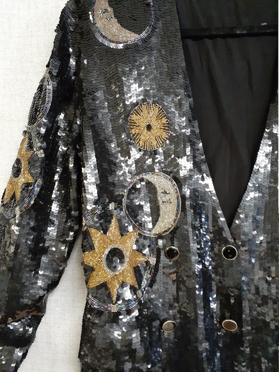 Designer Ooak Silk Sequin Jacket -Double Breasted… - image 6