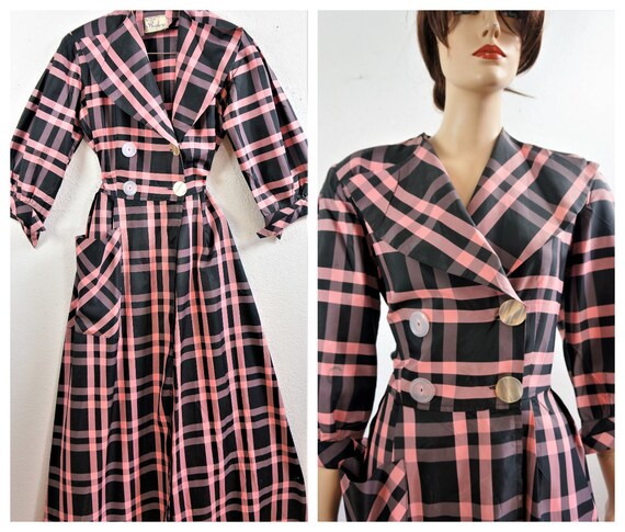 1930's Satin House Coat / Robe - Vng Mid Century T