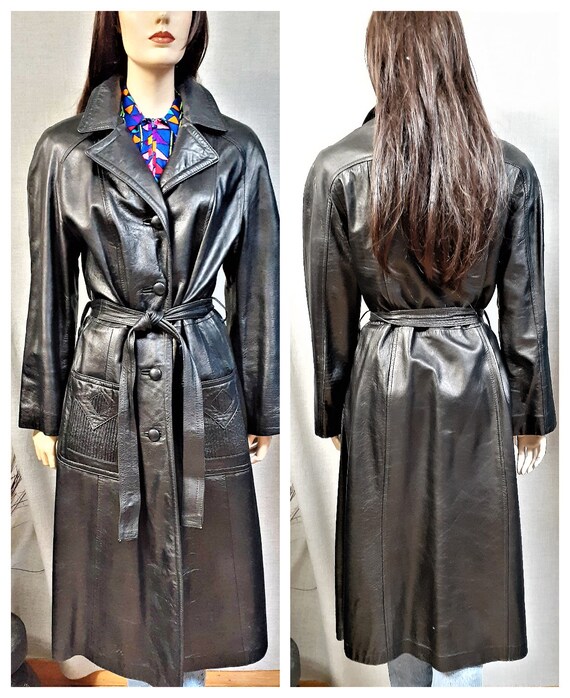 Imported 70's Lambskin (?) Black Leather Wrap Tre… - image 3