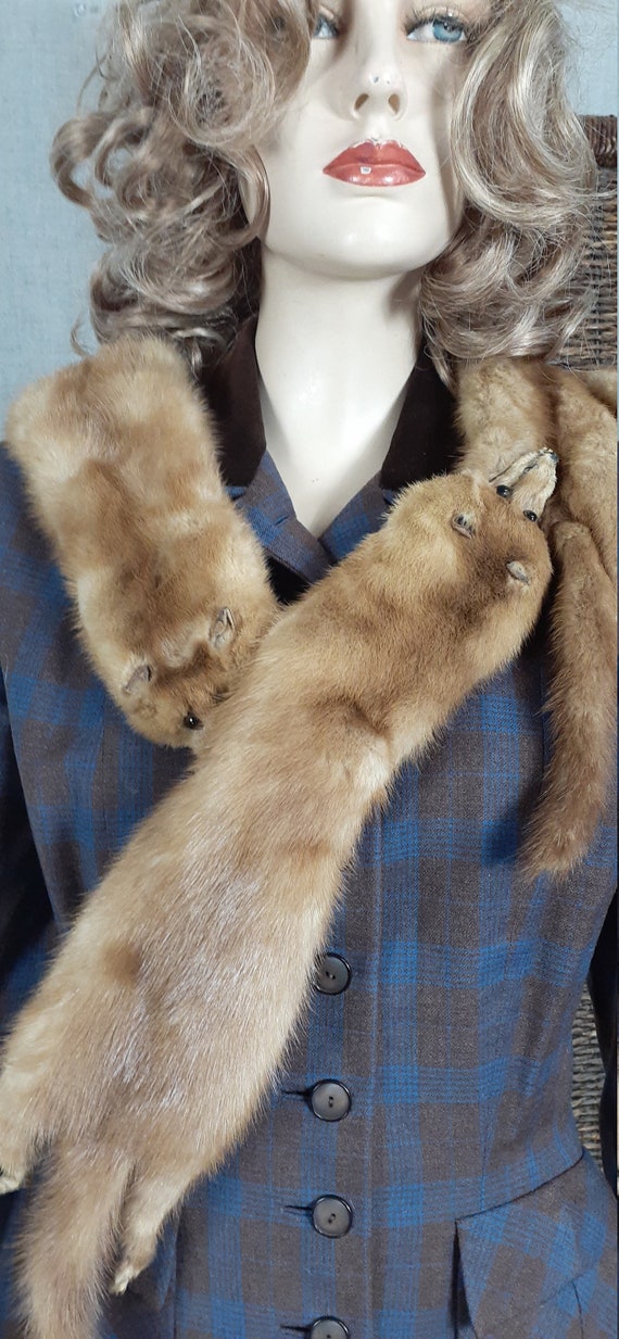 1930s THREE PELT Blonde Mink Shawl Scarf /Mink Sc… - image 6