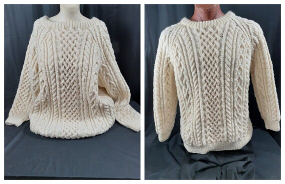 Vintage Hand Knit Wool Fishermans Cable Sweater -G