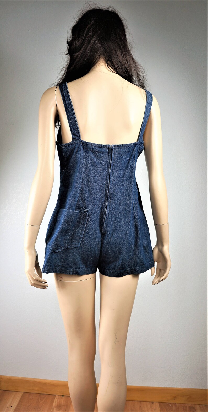 70/'s Custom Made Denim Shorts Sz S 60s Short Shorts 60s Overalls 60s Playsuit 60s Short Shorts LAST ONE Hippie Over Alls