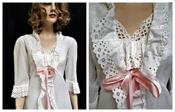 Edwardian Bridal Peignoir Tissue Thin Cotton Amazi