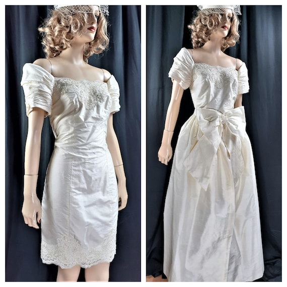 Unworn Custom Made SILK Bridal Gown - 80's Alfred