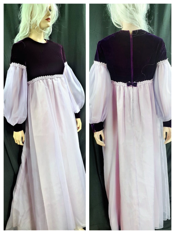 Deadstock Hippie Chiffon Velvet Wedding Dress - 60