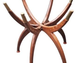 MCM Walnut Moroccan Tray Stand and Tray - Spider Leg Moroccan Tray Stand and Tray