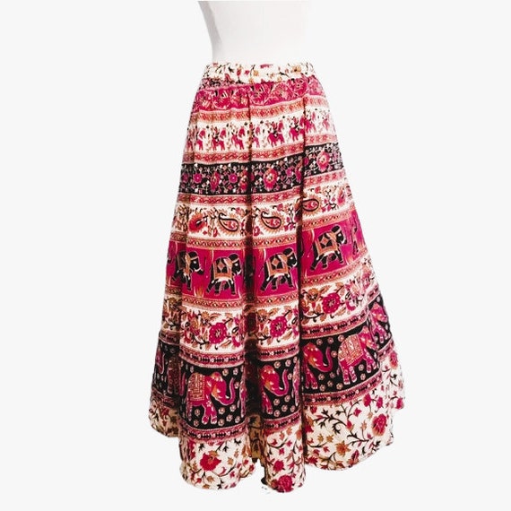 True Vintage 60s India Batik Wrap Skirt, 70s Bloc… - image 1