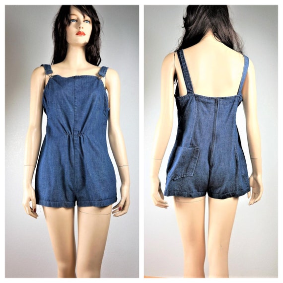 60's 70's Denim Romper LAST ONE - Vintage Blue Je