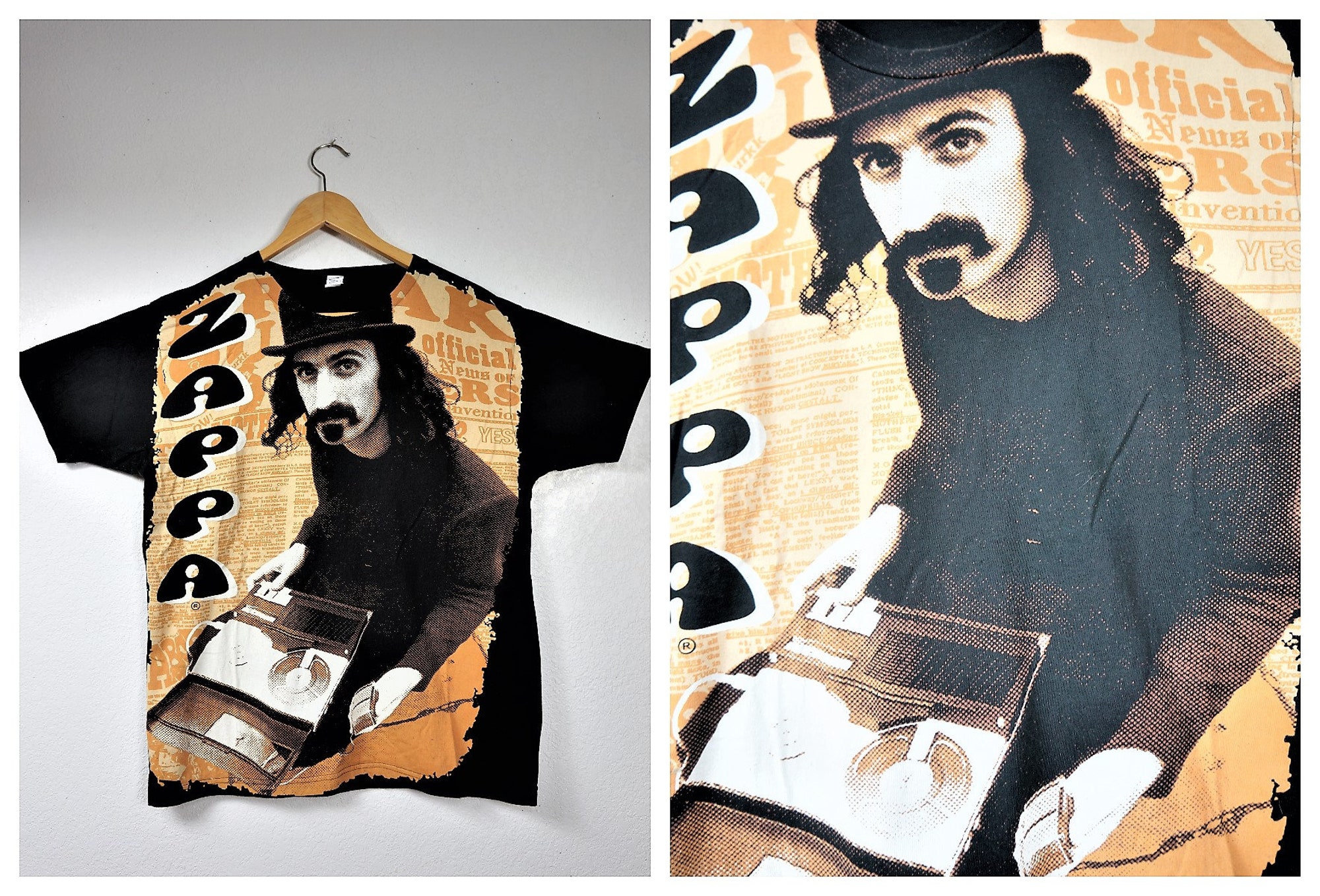 Discover Vintage FRANK ZAPPA All Over Tshirt  - Vng Hippie T shirt - 90s Zappa Concert Tshirt