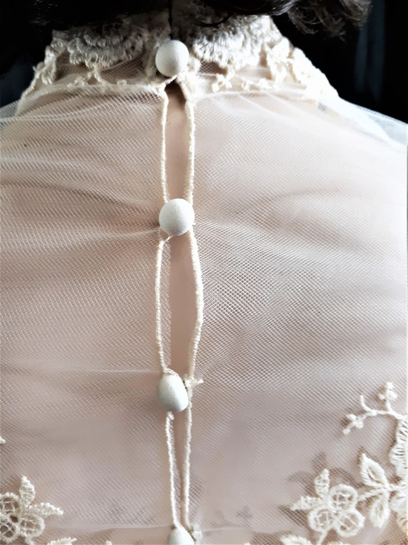 70/'s Edwardian Semi Sheer Lace Dress Edwardian Wedding Dress Vng Gunne Sax Style Wedding Dress