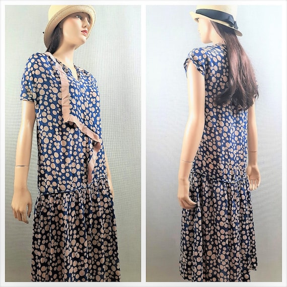 1920s- 1930s Delicate Silk Polka Dot Day Dress - D