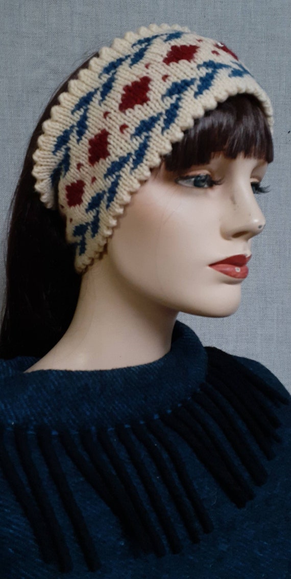 Ski Headband Tied Headwrap Vintage Girls/' Knit Ear Warmers White Ear Scarf