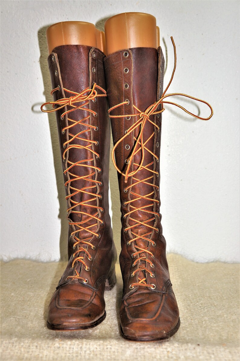 1930's Tall Lace Up Riding Boots Womens sz 6 Hippie Tall Etsy