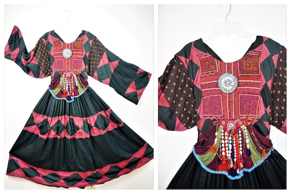 70s Authentic Afghanistan Tribal Gypsy Sz Sm / Vin