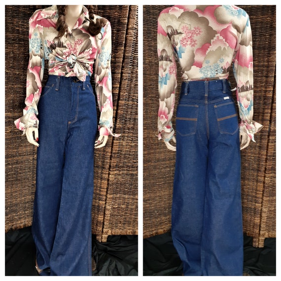 70's High Waist Wide Leg Jeans DEADSTOCK Sedgefiel
