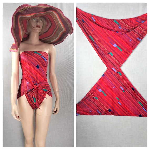 Vintage 70's 80's Triangle Wrap Swimsuit - OSFA -
