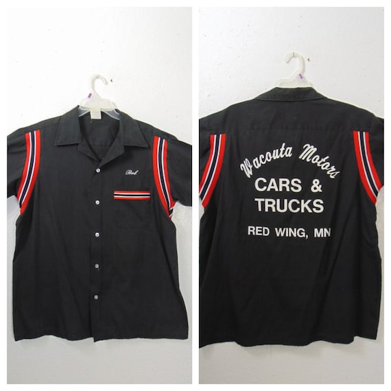 Vng Black Bowling Shirt Sz L-XL / 70's Rockabilly