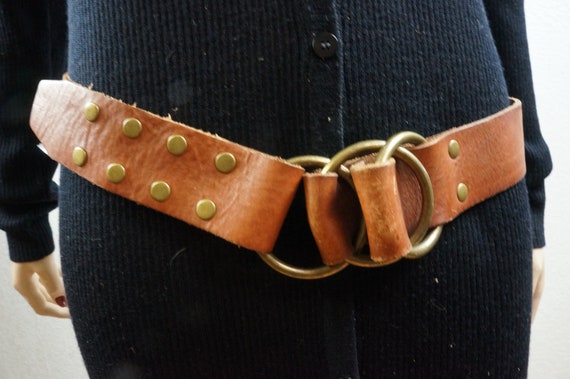 70s Harness Studded Leather Hippie Belt - Vng Leat
