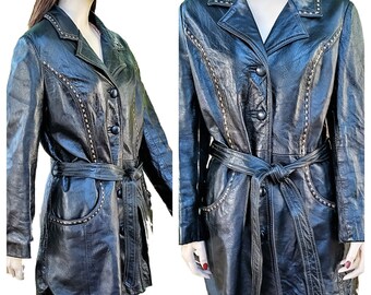 Late 50s Western Wear Women's Wrap Lambskin Jacket - Whipstitch Wet Look - Lambskin Vintage Western Style Wrap Jacket STUNNING CONDITON