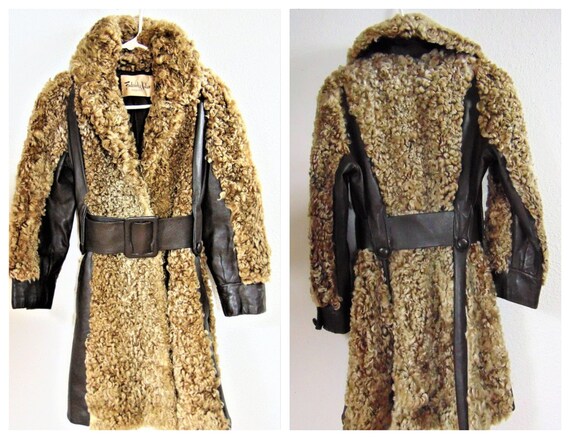 CLEARANCE 70's Shaggy Fur Coat - Curly Lamb Coat -