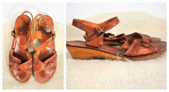 Vng 70's Wooden Platform Strappy Sandals - Kinney