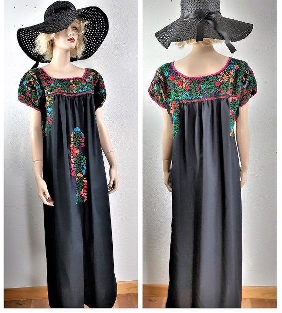 Hand Embroidered Mexican Dress - Mexican Caftan Dr