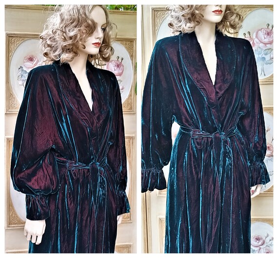 Antique Victorian French Silk Velvet Housecoat Ro… - image 7