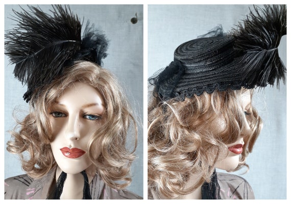 Edwardian Antique Straw Mini Hat / 1800's Victoria