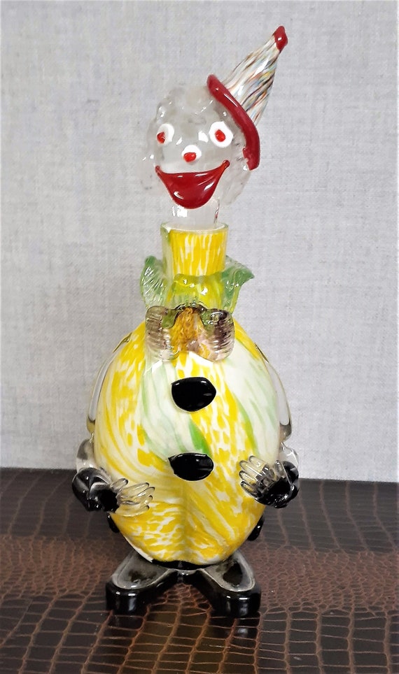 RARE Hand Blown Glass Clown Decanter Murano Style by Daysun Etsy