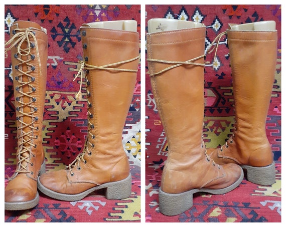 Vng Penny Lane Tall Gum Sole Lace Up Boots / see m
