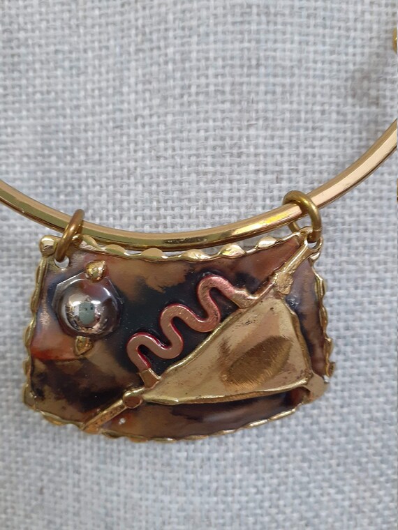 60s Brutalist Mixed Metal Necklace - Hammered Bro
