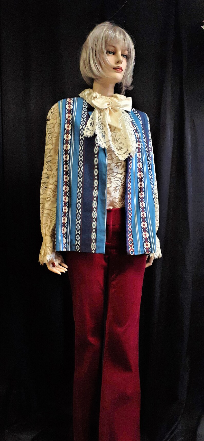Women/'s 60/'s Long Vest Hippie Vest Vintage 60s Long Vest Handmade Abstract Vest