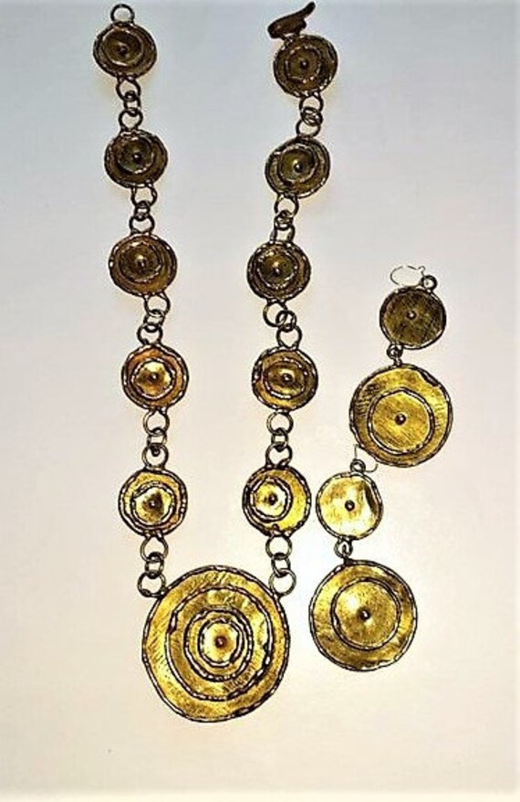 70s Brutalist Necklace - Brutalist Earrings - Luci
